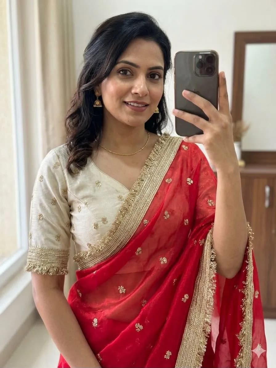 🤩💗Insta Viral Space Silk Saree Multi Sequence Full Worked With Contrast Blouse💗🤩