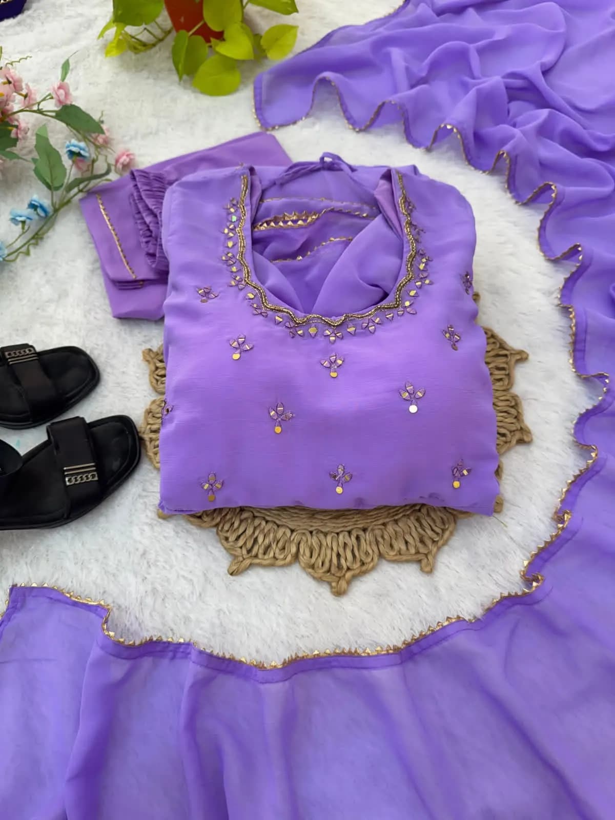 👑🌸Premium Georgette Minnale Anarkali Set With Bottom & Dupatta🌸👑